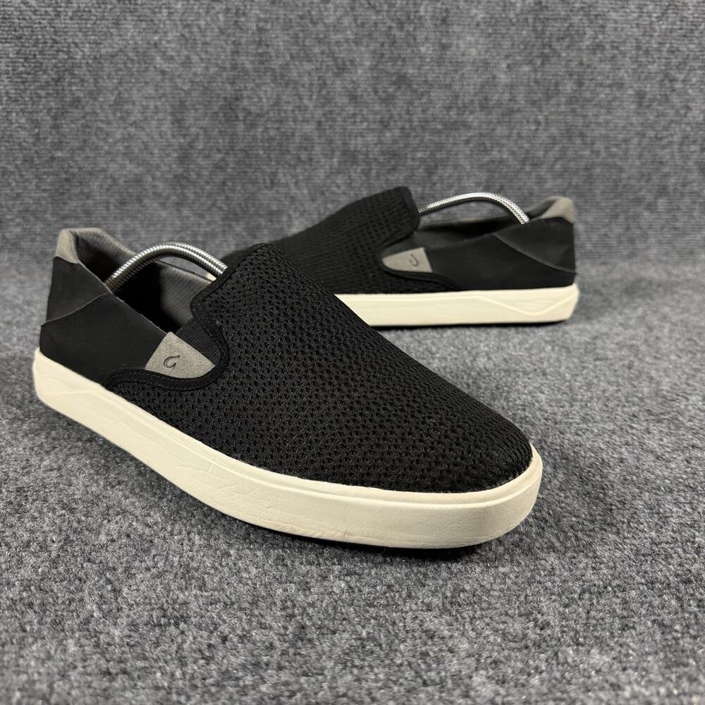 OluKai Lae'ahi Men's 10.5 Black Mesh Slip On Casual Sneakers Comfort Shoes